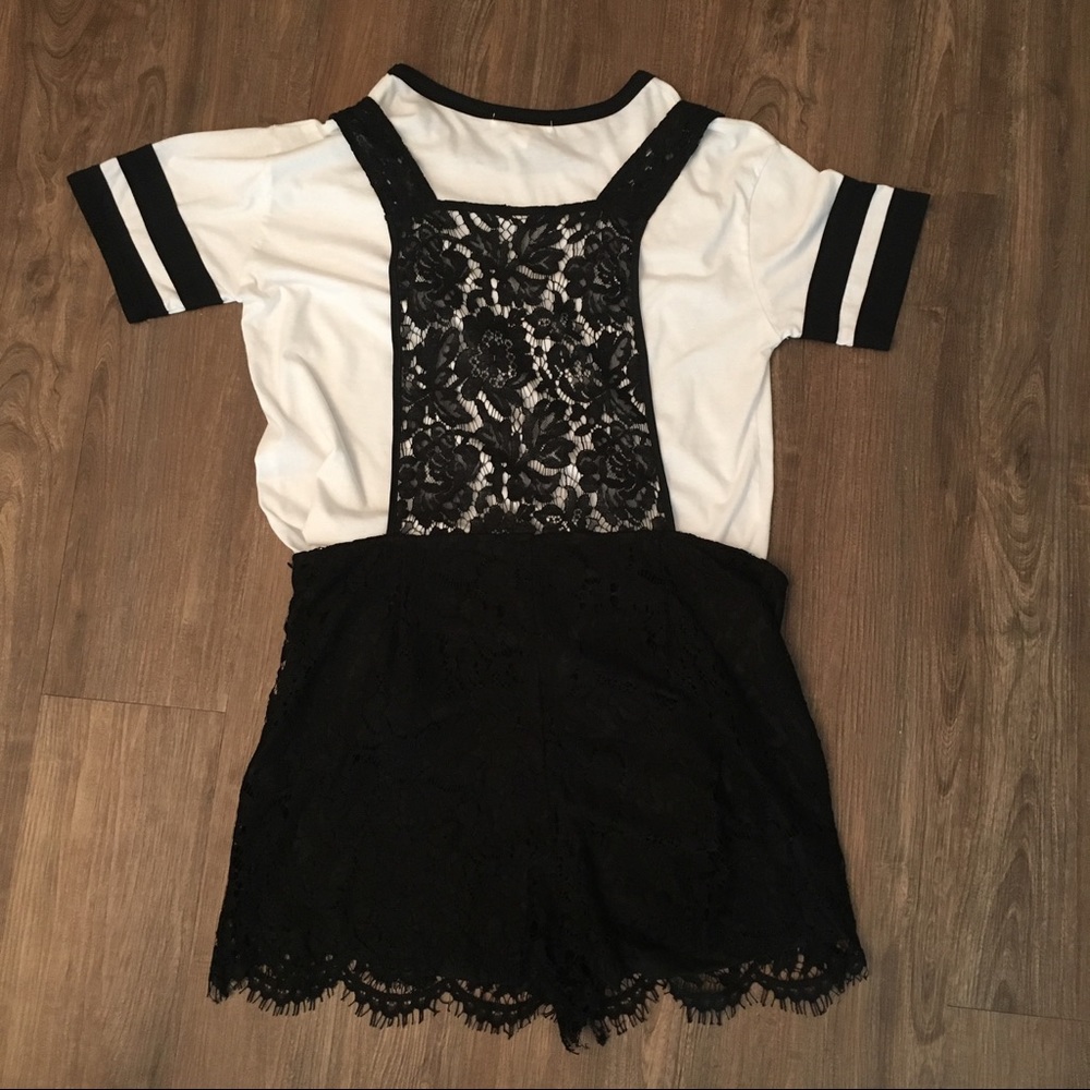 Forever 21 Black Lace Overall Shorts